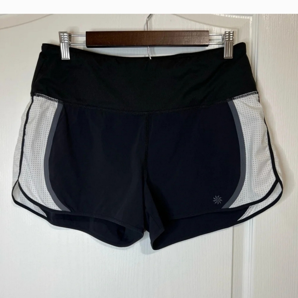 Athleta Black and Gray Athletic Shorts with Performance Fit